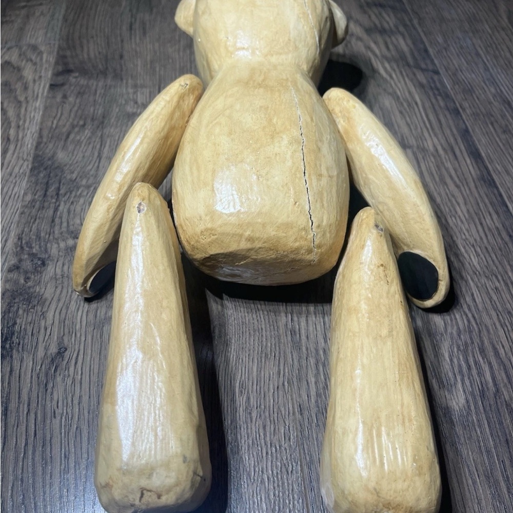 Vintage Wooden Hand Carved Teddy Bear Whimsical Animal Cabin Decor Woodland Folk - Picture 8 of 10
